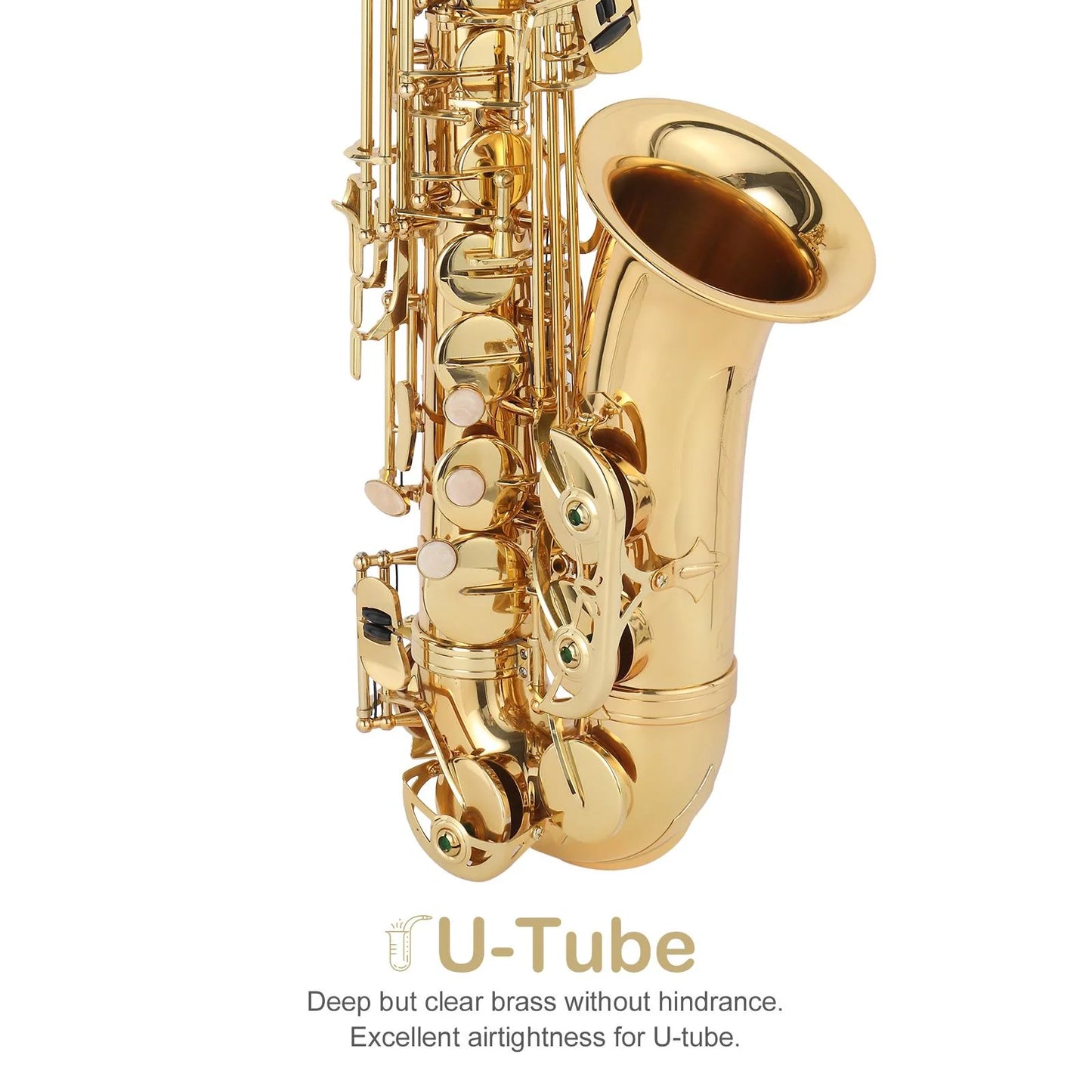 Mid-Range Alto Drop E Lacquered Golden Saxophone Painted Golden Tube with Carve Patterns