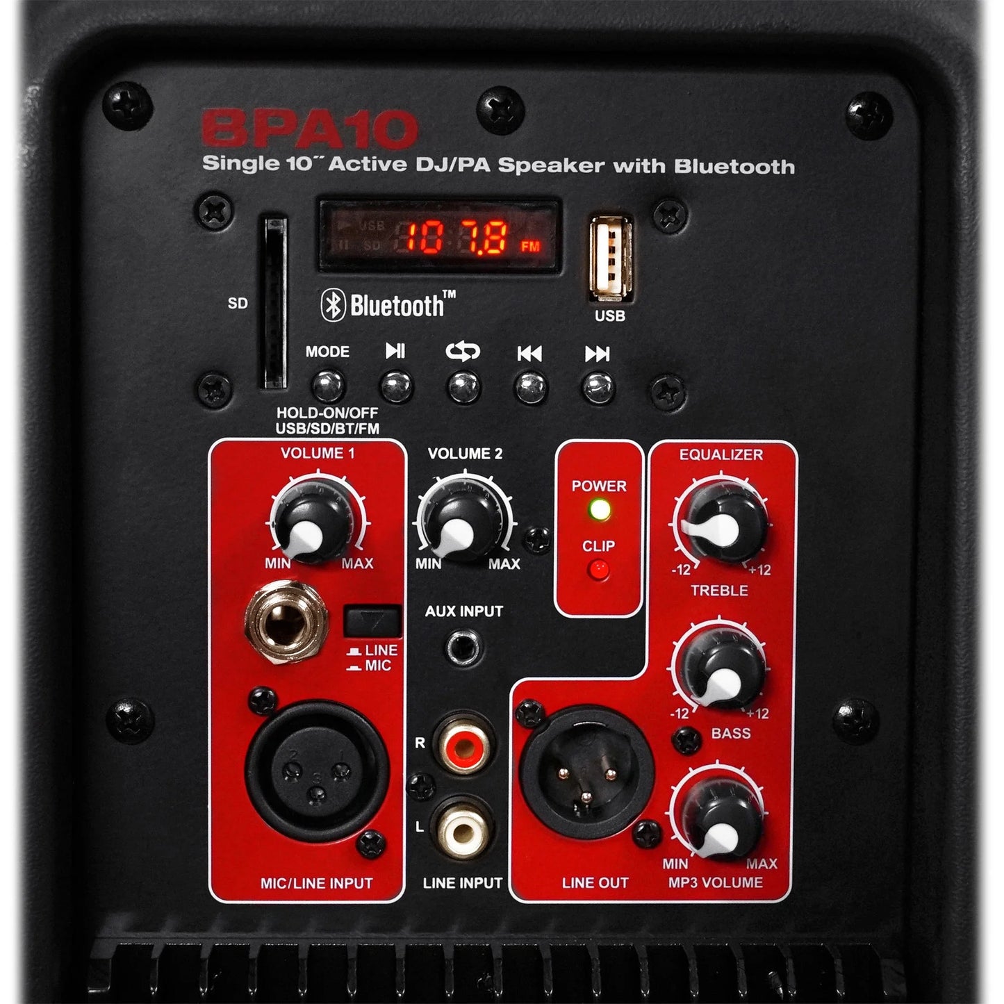 BPA10 10" Professional Powered Active 400W DJ PA Speaker W Bluetooth