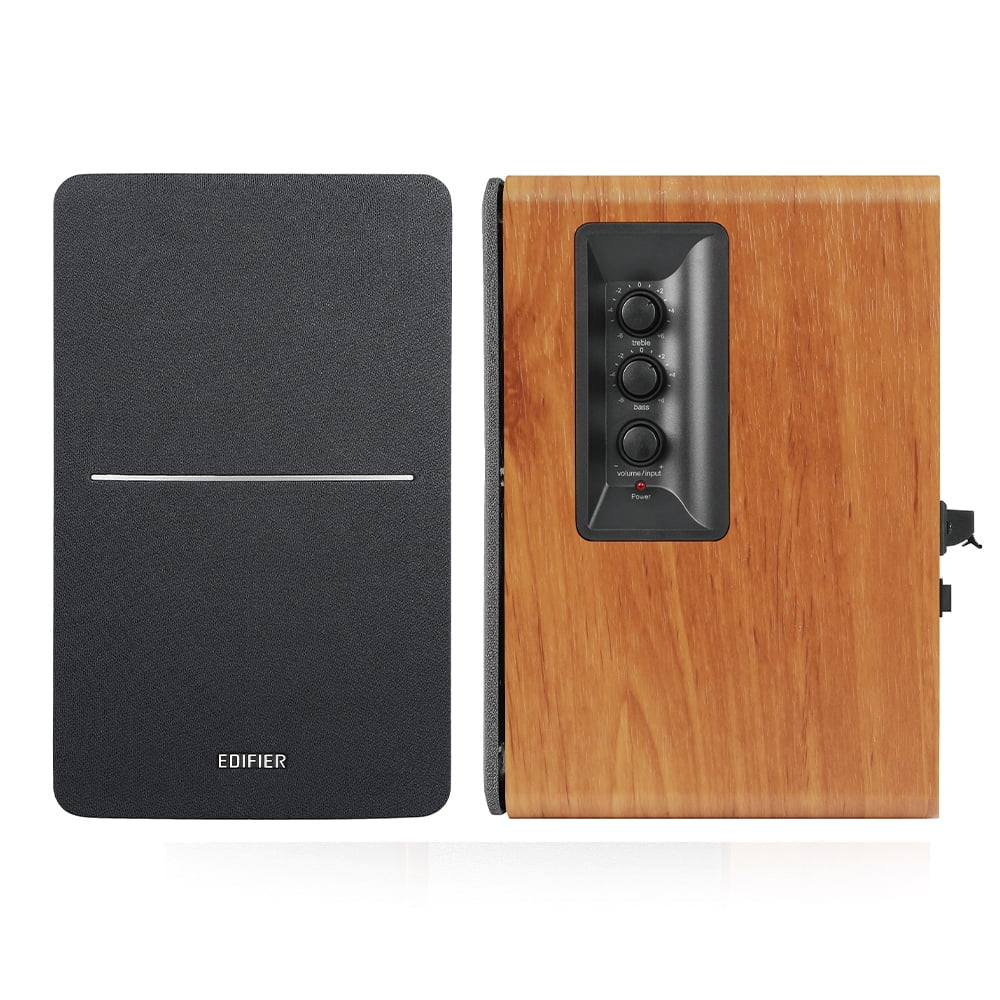 R1280Dbs Active Bluetooth Bookshelf Speakers - Optical Input - 2.0 Wireless Studio Monitor Speaker - 42W RMS with Subwoofer Line Out - Wood Grain