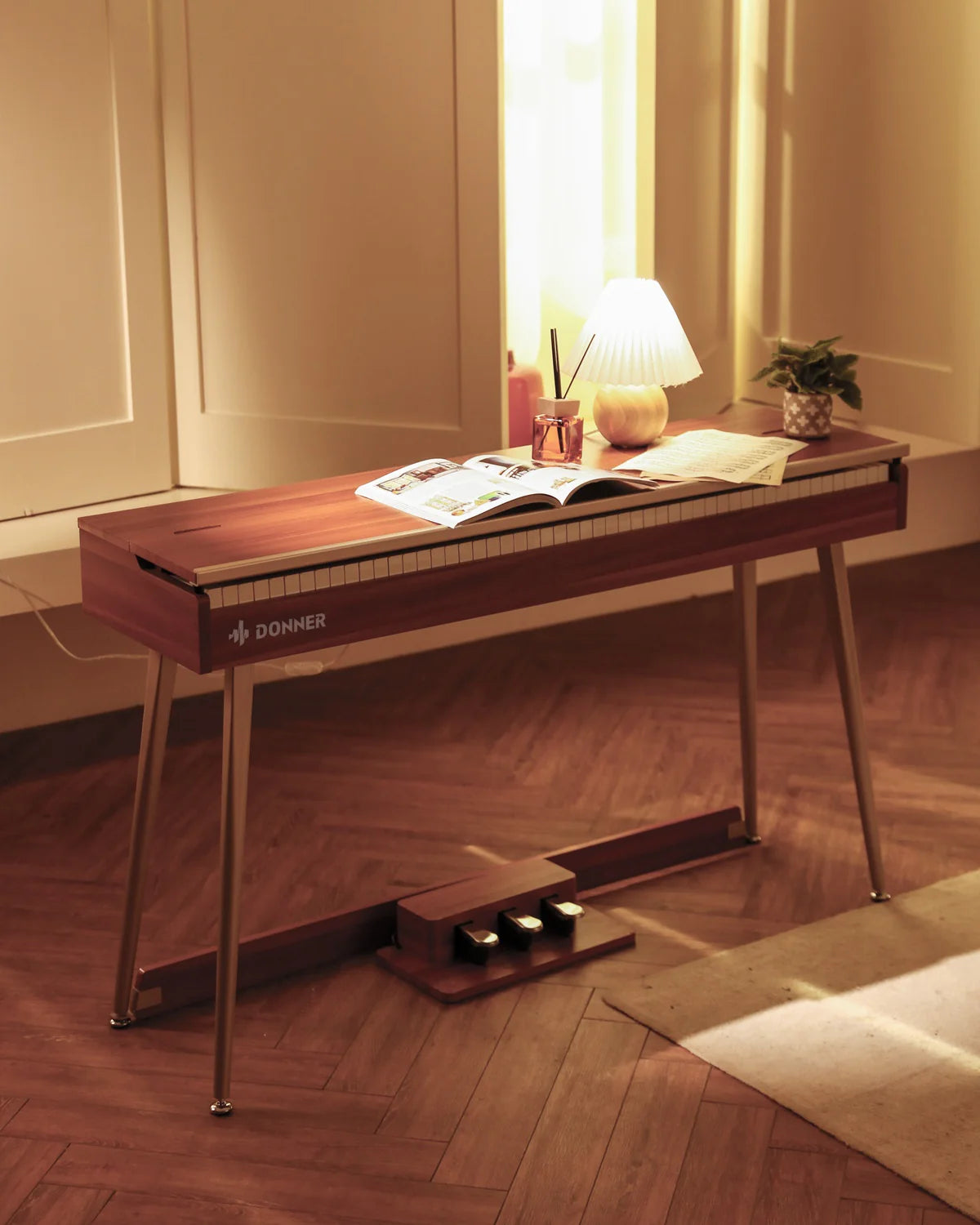 DDP-80 plus 88 Key Weighted Wooden Upright Digital Piano with Semi-Open Cover