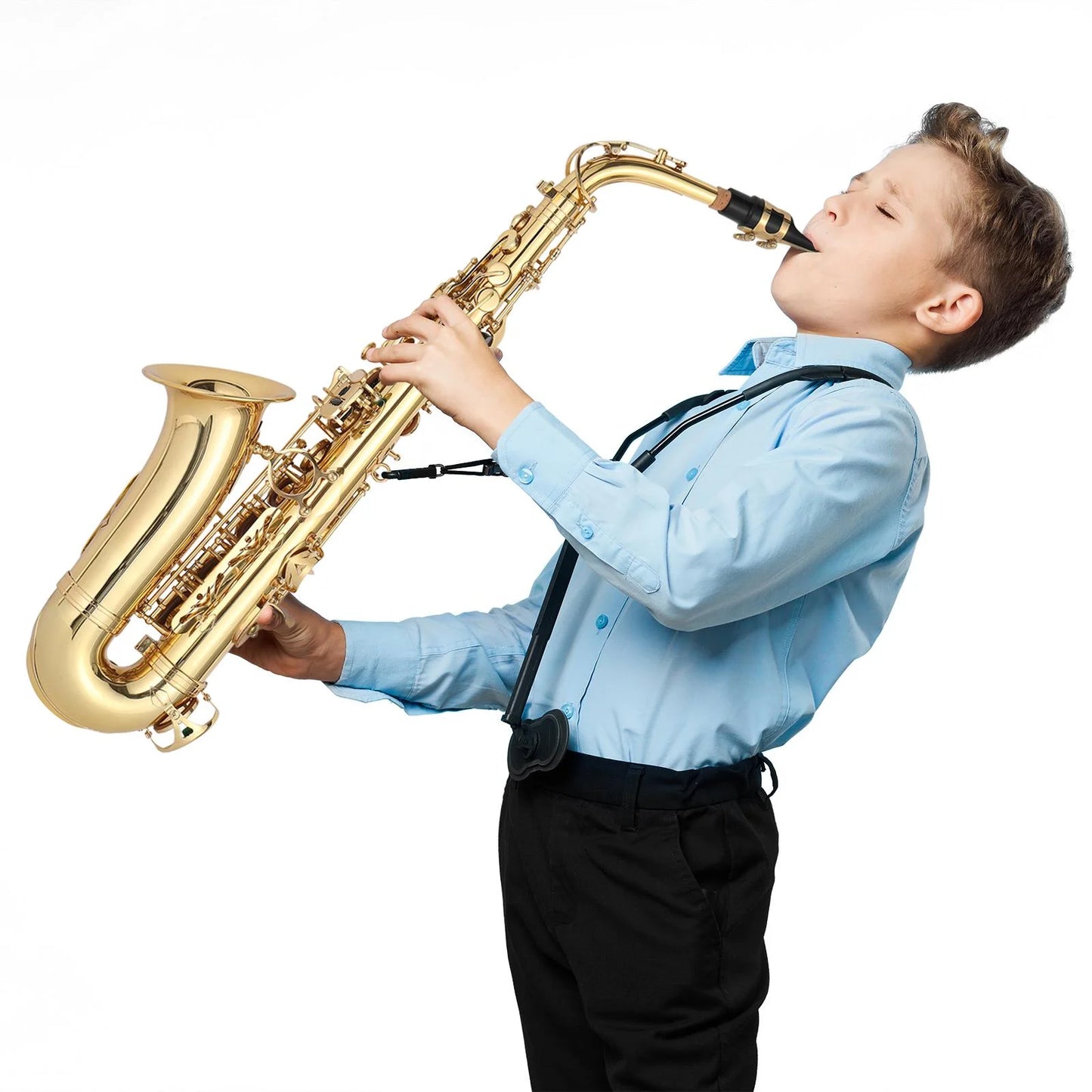 Professional Alto Drop E Saxophone Sax with Case, Gold