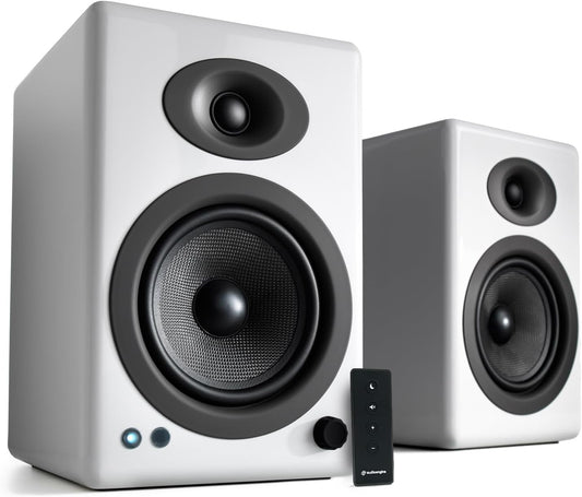 A5+ Powered Bookshelf Speakers - Premium 150W Stereo Speakers for Music, Gaming, Turntables, Home Theater Systems - Powerful Studio Monitors