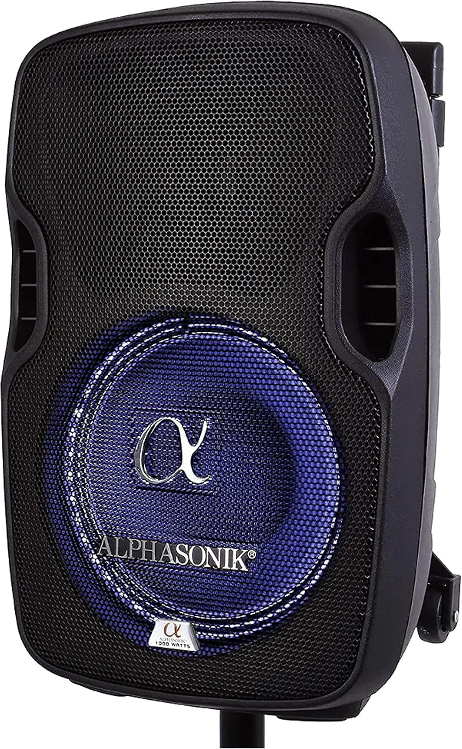 15" Portable Rechargeable Battery Powered 1500W PRO DJ Amplified Loud Speaker with 2 Wireless Microphones Echo Bluetooth USB SD Card AUX MP3 FM Radio PA System LED Ring Karaoke Tripod Stand