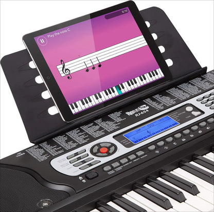 54 Key Keyboard Piano Portable with Power Supply,Sheet Music Stand,Piano Note Stickers & Simply Piano Lessons-Rj654