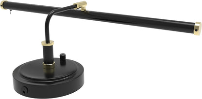 Adjustable LED Grand Piano Desk Lamp in Black with Brass Accents - PLED101D