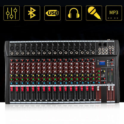Professional 16 Channel Sound Mixing Console Board USB DJ Wireless Bluetooth Audio Mixer