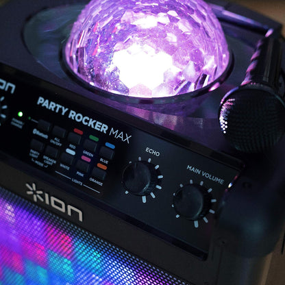 Audio Party Rocker Max - 100W Portable Wireless Bluetooth Speaker and Karaoke Centre with Rechargeable Battery, Party Light Display and Microphone
