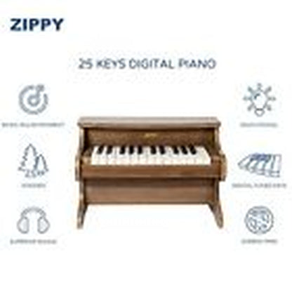Kids Piano Keyboard, 25 Keys Digital Piano for Kids, Mini Music Walnut