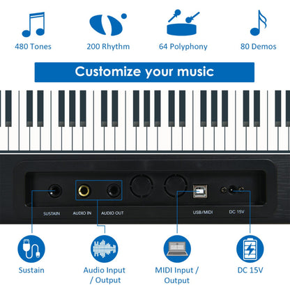 88-Key Full Size Digital Piano Weighted Keyboard with Sustain Pedal
