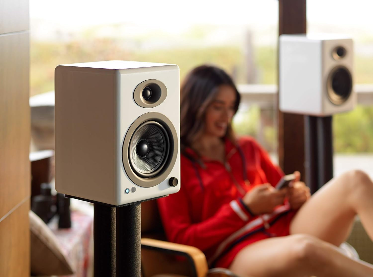 A5+ Powered Bookshelf Speakers - Premium 150W Stereo Speakers for Music, Gaming, Turntables, Home Theater Systems - Powerful Studio Monitors