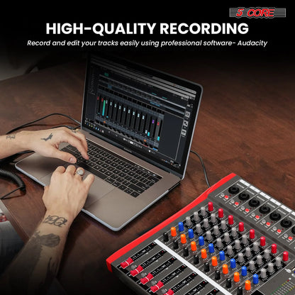 Audio Mixer 12 Channel DJ Equipment with Bluetooth USB Sound Board Console