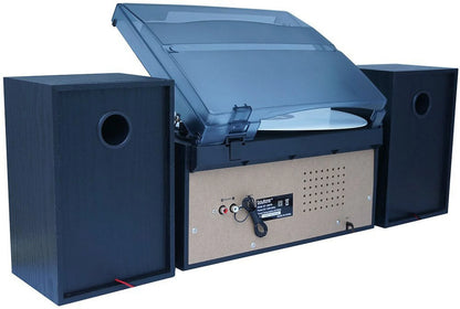 BT-28SPB, Bluetooth Record Player Turntable with AM/FM Radio, Cassette Player, CD Player