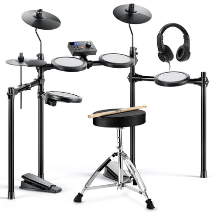 Electric Drum Set for Kids, 150+ Sounds, 15 Drums Kit, 10 Demo Songs, 4 Quiet Mesh Pad Kits for Beginner, DED-70