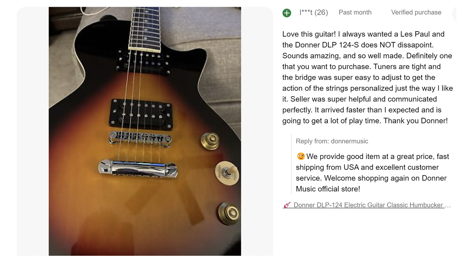 🎸 Donner DLP-124 Electric Guitar Classic Humbucker H-H Pickups with Gig Bag