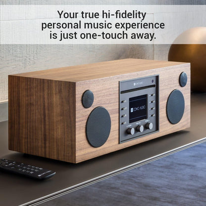 : Musica - Wireless Music System with CD Player, Internet Radio, Spotify Connect, Wi-Fi, FM, Bluetooth and One Touch Streaming - Walnut/Black