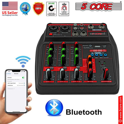 Audio Mixer 4 Channel DJ Equipment with Bluetooth USB Sound Board Console