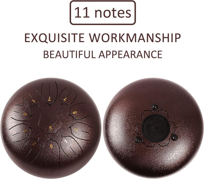 Steel Tongue Drum 12 Inch 11 Notes Tongue Drums for Adults- Ethereal Metal Instrument for Meditation & Yoga with Music Book, Mallets & Carry Bag(Purple)