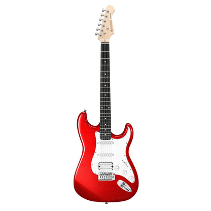 39" Electric Guitar Beginner Kit Solid Body Full Size Red HSS Pick up for Starter, with Amplifier, Bag, Digital Tuner, Capo, Strap, String,Cable, Picks DST-102R