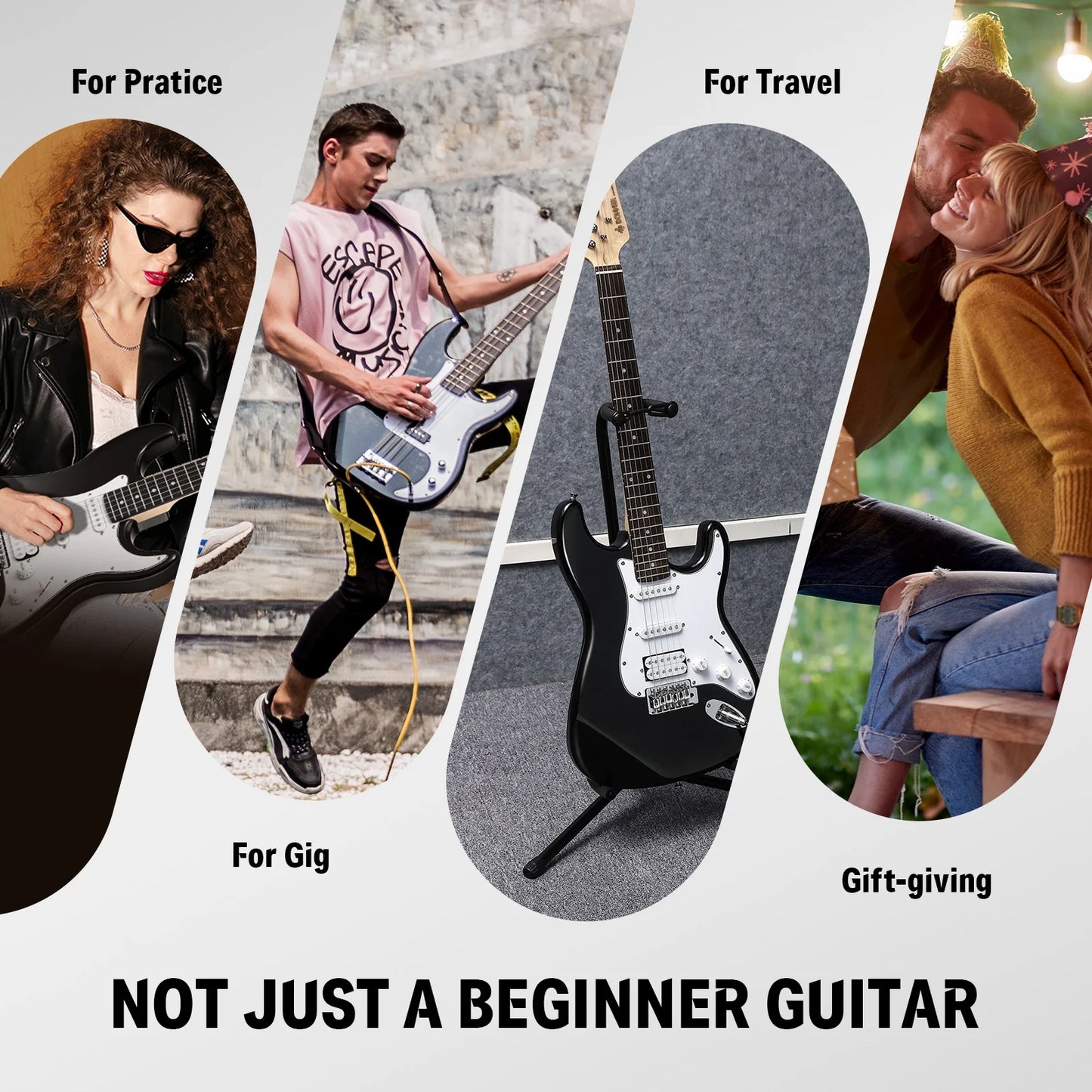 Electric Guitar for Beginner Solid Body 39" HSS Pick up for Starter, Black