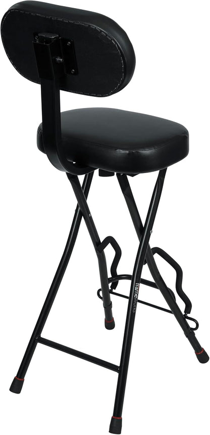 Guitar Seating with Padded Cushion; Ergonomic Backrest and Fold Out with Stand; Holds Both Acoustic and Electric Guitars (GFW-GTR-SEAT)