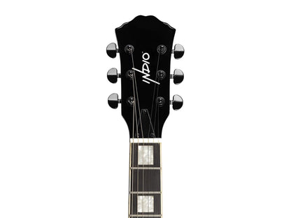 Indio Boardwalk Flamed Maple Hollow Body Electric Guitar - Charcoal, with Gig Bag