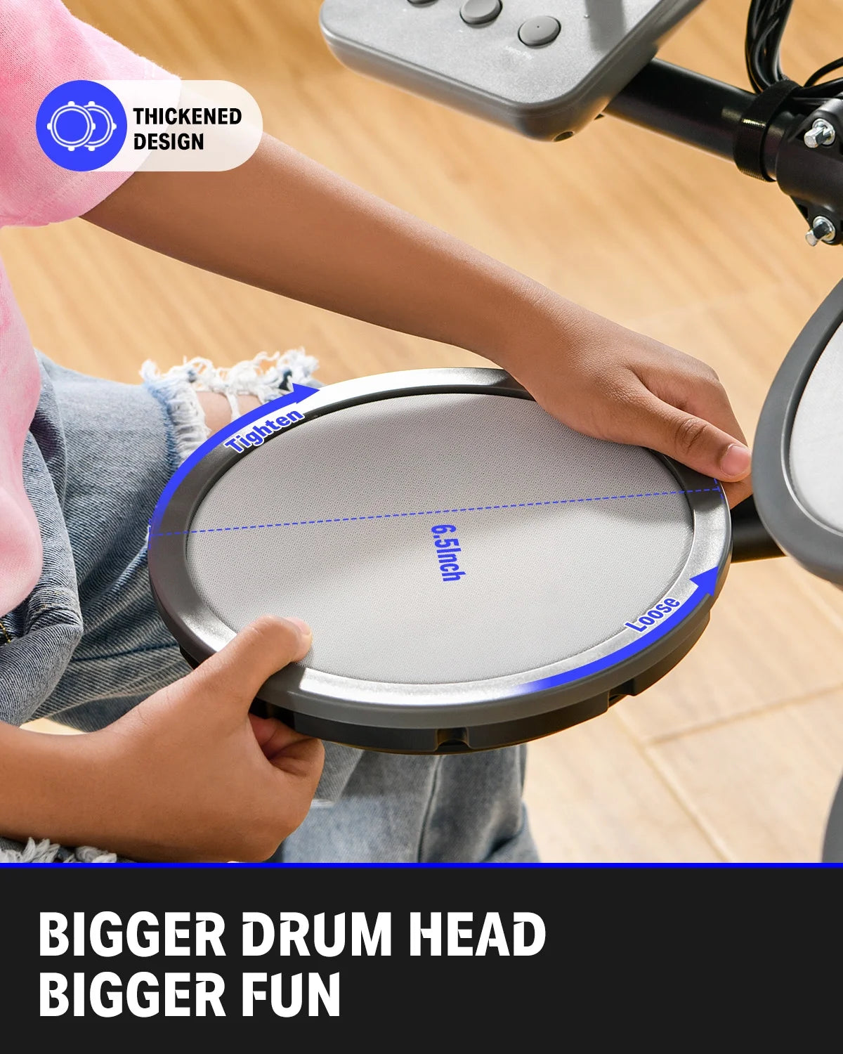 Electric Drum Set for Kids Beginner Christmas Birthday Gift, 68+ Sounds, Quiet Mesh Pad
