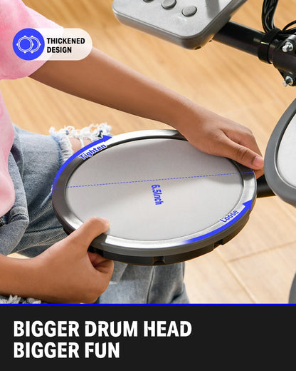 Electric Drum Set for Kids Beginner Christmas Birthday Gift, 68+ Sounds, Quiet Mesh Pad