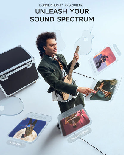HUSH™ I PRO Acoustic-Electric Travel Guitar Kit with Sound Effects