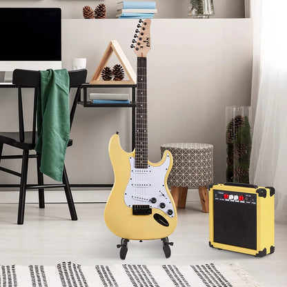 Electric Guitar 39 Inch Beginner Kit W/ 20W Amp, Accessories - Retro Yellow
