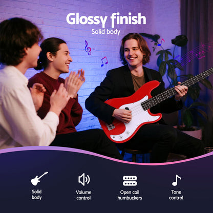 Alpha Electric Guitar Bass  47 Inch Red