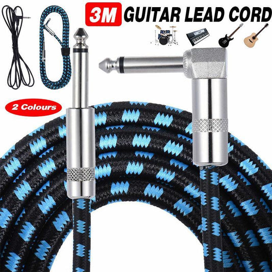 3M Guitar Amp Cable 6.35mm Mono Jack to Jack Lead for Electric Instruments - 3M Black Cable
