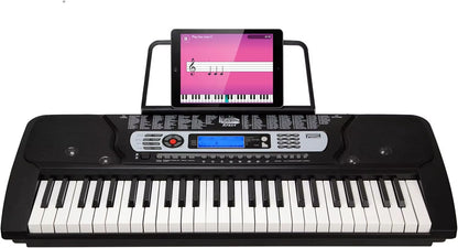 54 Key Keyboard Piano Portable with Power Supply,Sheet Music Stand,Piano Note Stickers & Simply Piano Lessons-Rj654