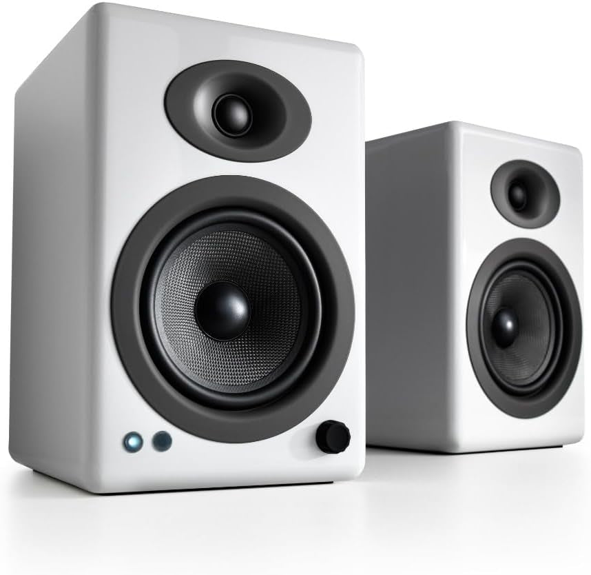 A5+ Powered Bookshelf Speakers - Premium 150W Stereo Speakers for Music, Gaming, Turntables, Home Theater Systems - Powerful Studio Monitors