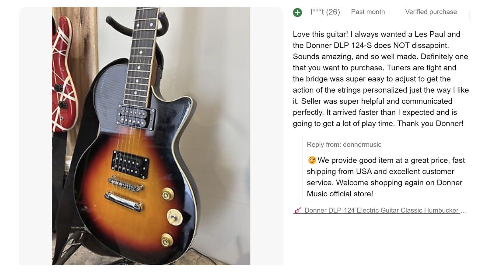 🎸 Donner DLP-124 Electric Guitar Classic Humbucker H-H Pickups with Gig Bag