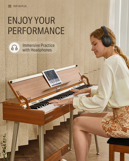 DDP-80 plus 88 Key Weighted Wooden Upright Digital Piano with Semi-Open Cover