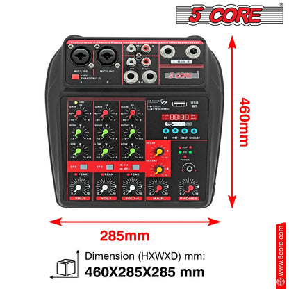 Audio Mixer 4 Channel DJ Equipment with Bluetooth USB Sound Board Console
