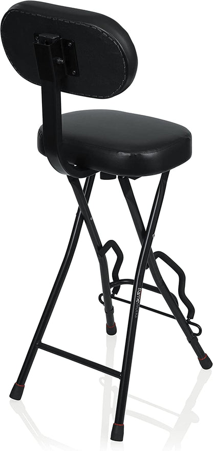 Guitar Seating with Padded Cushion; Ergonomic Backrest and Fold Out with Stand; Holds Both Acoustic and Electric Guitars (GFW-GTR-SEAT)